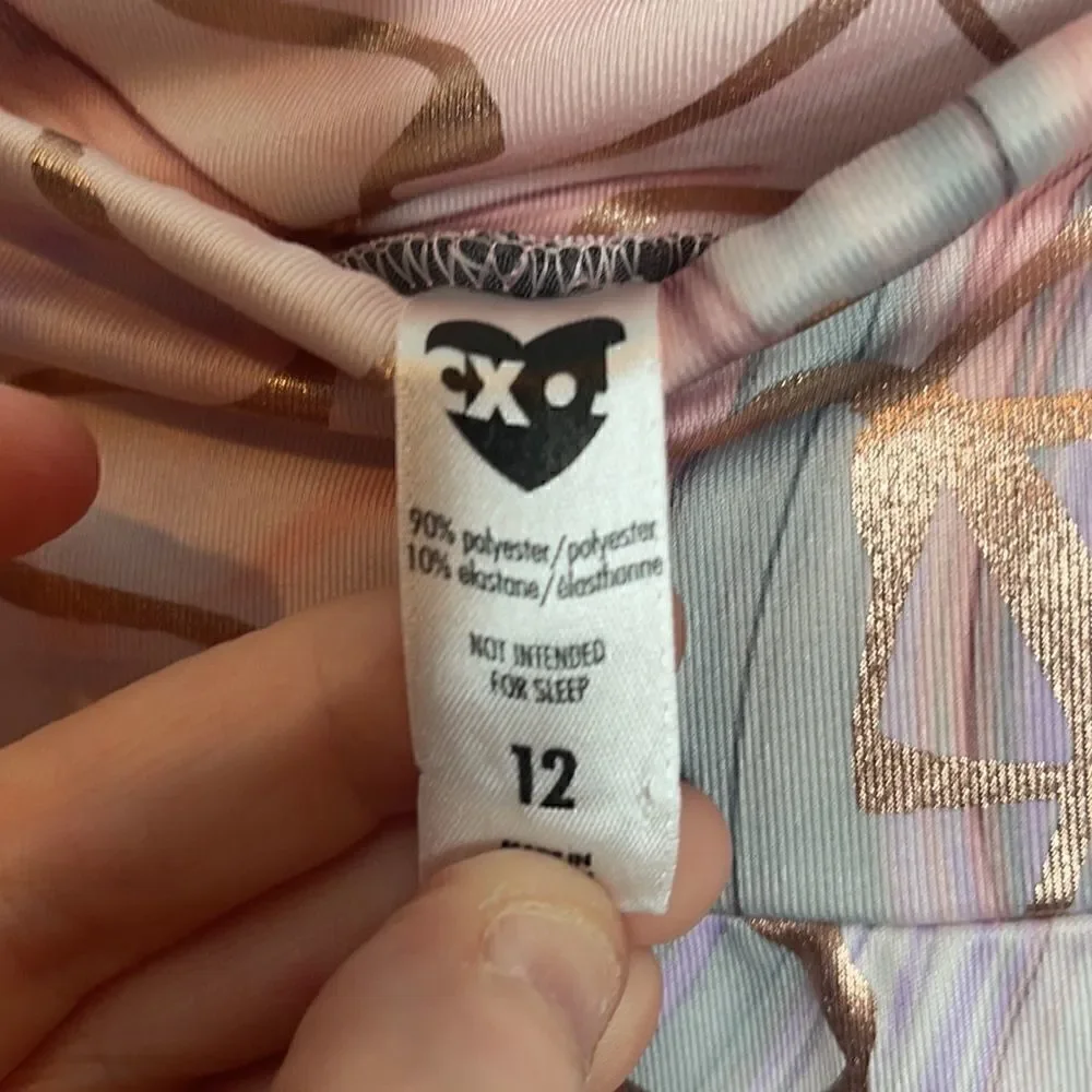 Justice Metallic Rose Gold/ Grey Leggings. Size 12.‎
